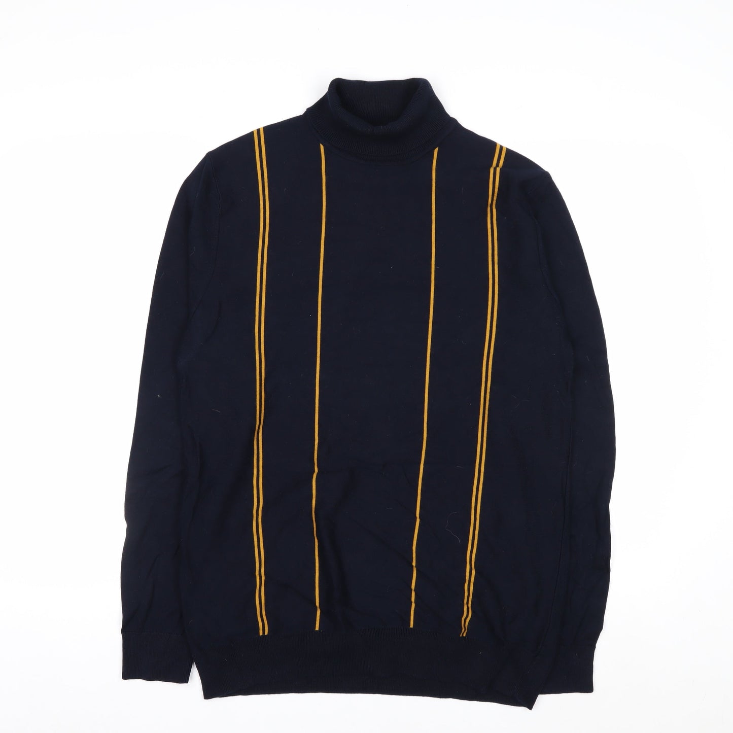 Next Men’s Blue Roll Neck Striped Knit Jumper Size M