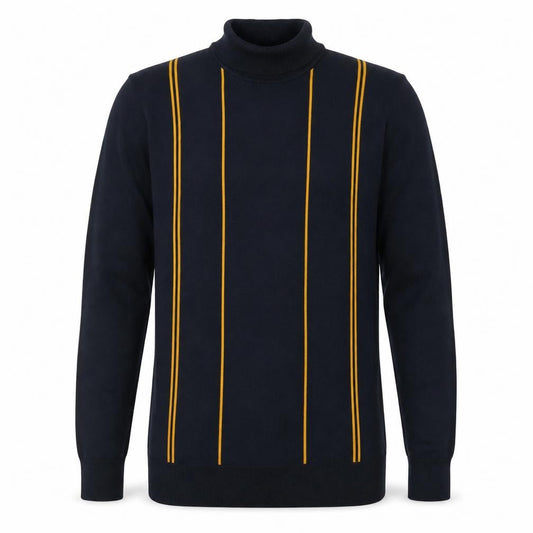Next Men’s Blue Roll Neck Striped Knit Jumper Size M