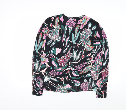 Desigual Women Black Multicoloured Floral Crew Neck Jumper XL