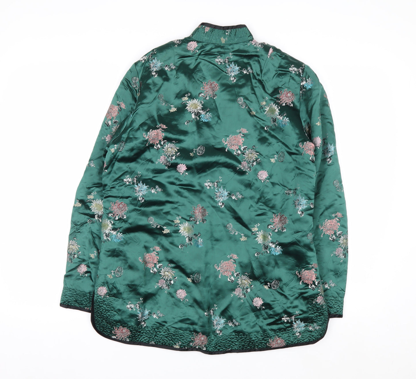 Peony Brand Women's Green Floral Embroidered Cardigan M