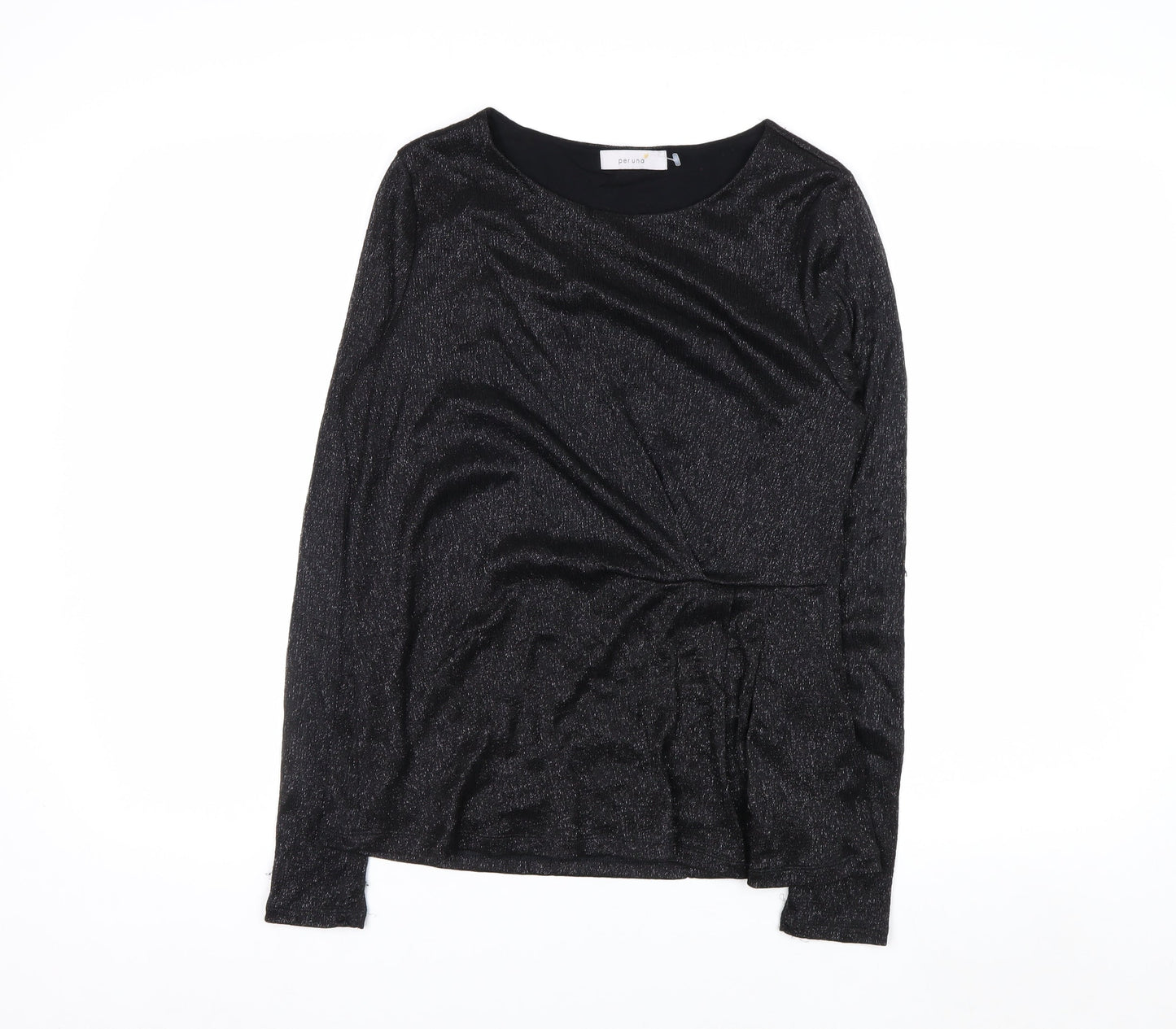 Marks and Spencer Per Una Black Metallic Long Sleeve Blouse Size 12