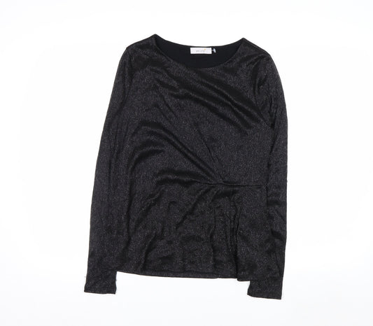Marks and Spencer Per Una Black Metallic Long Sleeve Blouse Size 12