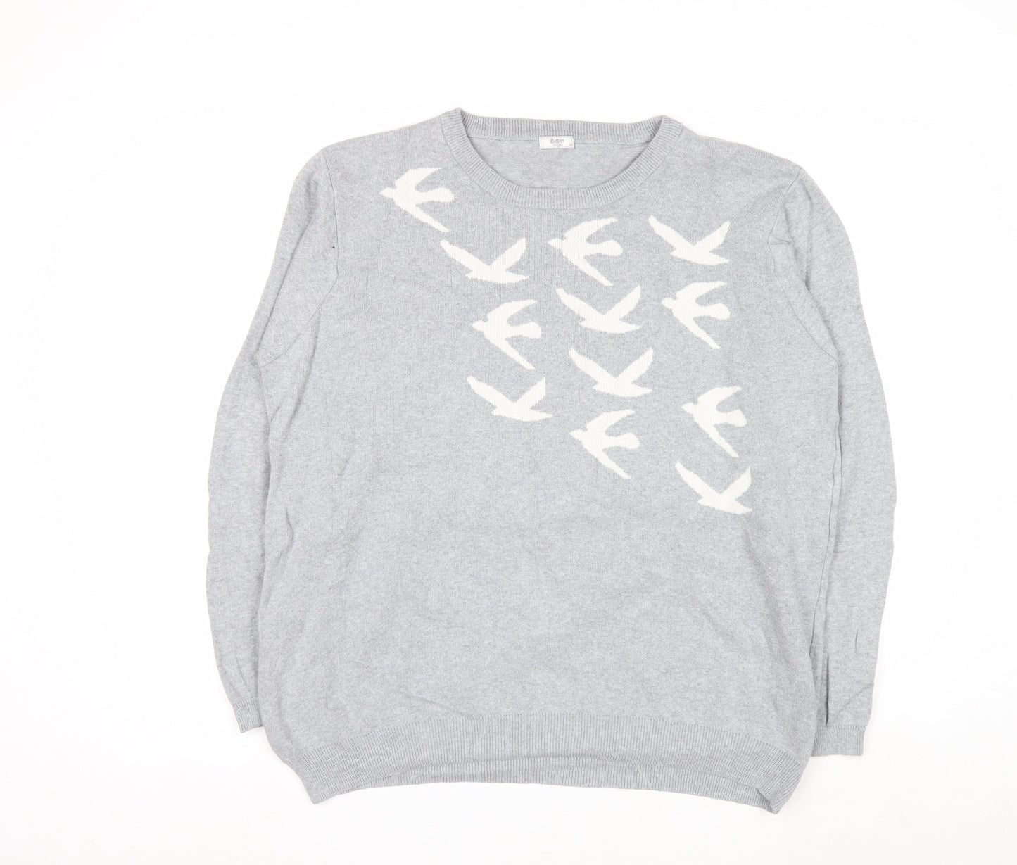 Cotton Traders Women's Silver Bird Knit Cotton Jumper Size 20