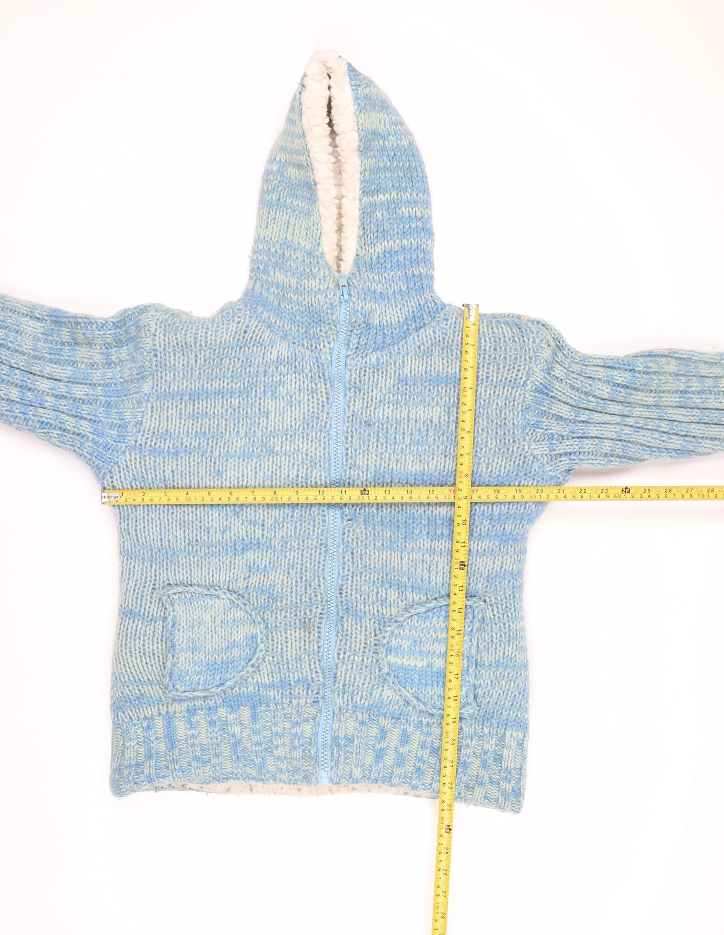 Joe Browns Women Blue Wool Hooded Chunky-Knit Full Zip Jumper M