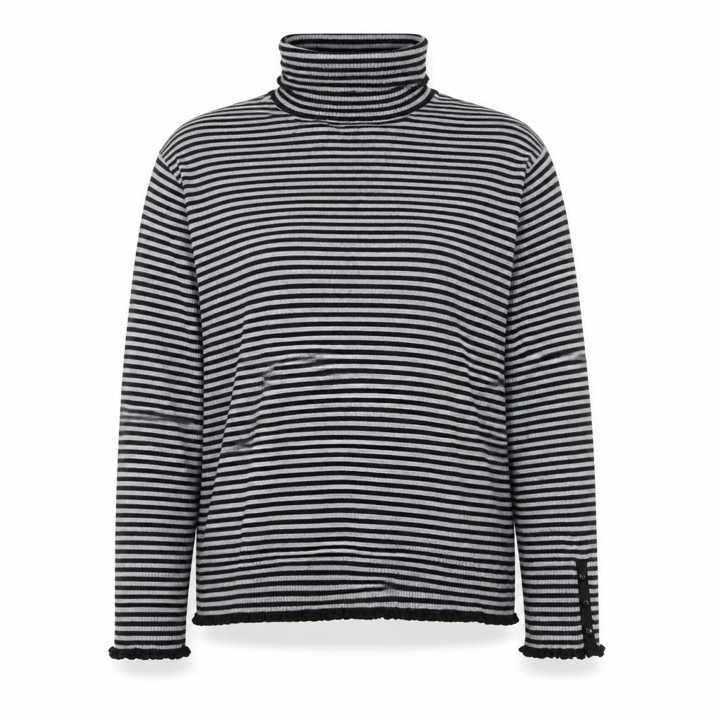 Debenhams Women Black Striped Roll Neck Jumper Size 22