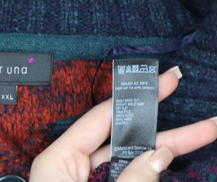Marks and Spencer Per Una Women's Multicoloured XXL Striped Chunky Knit Cardigan