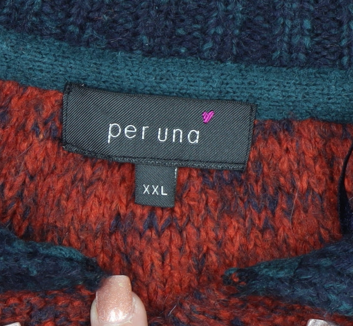 Marks and Spencer Per Una Women's Multicoloured XXL Striped Chunky Knit Cardigan