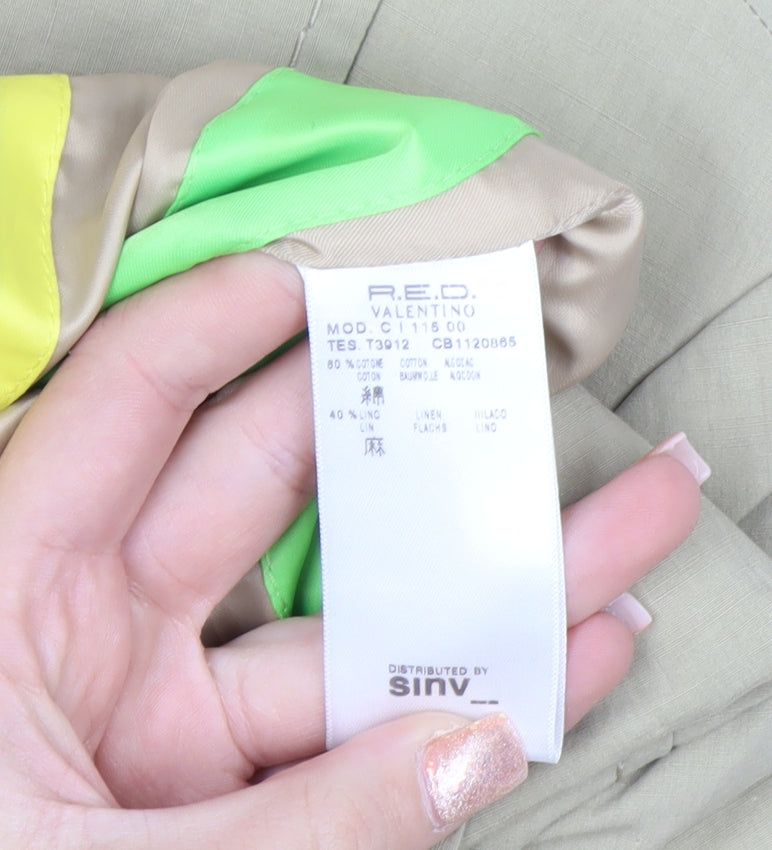 R.E.D. Valentino Women's Beige Cotton Linen Blazer Jacket Size 16