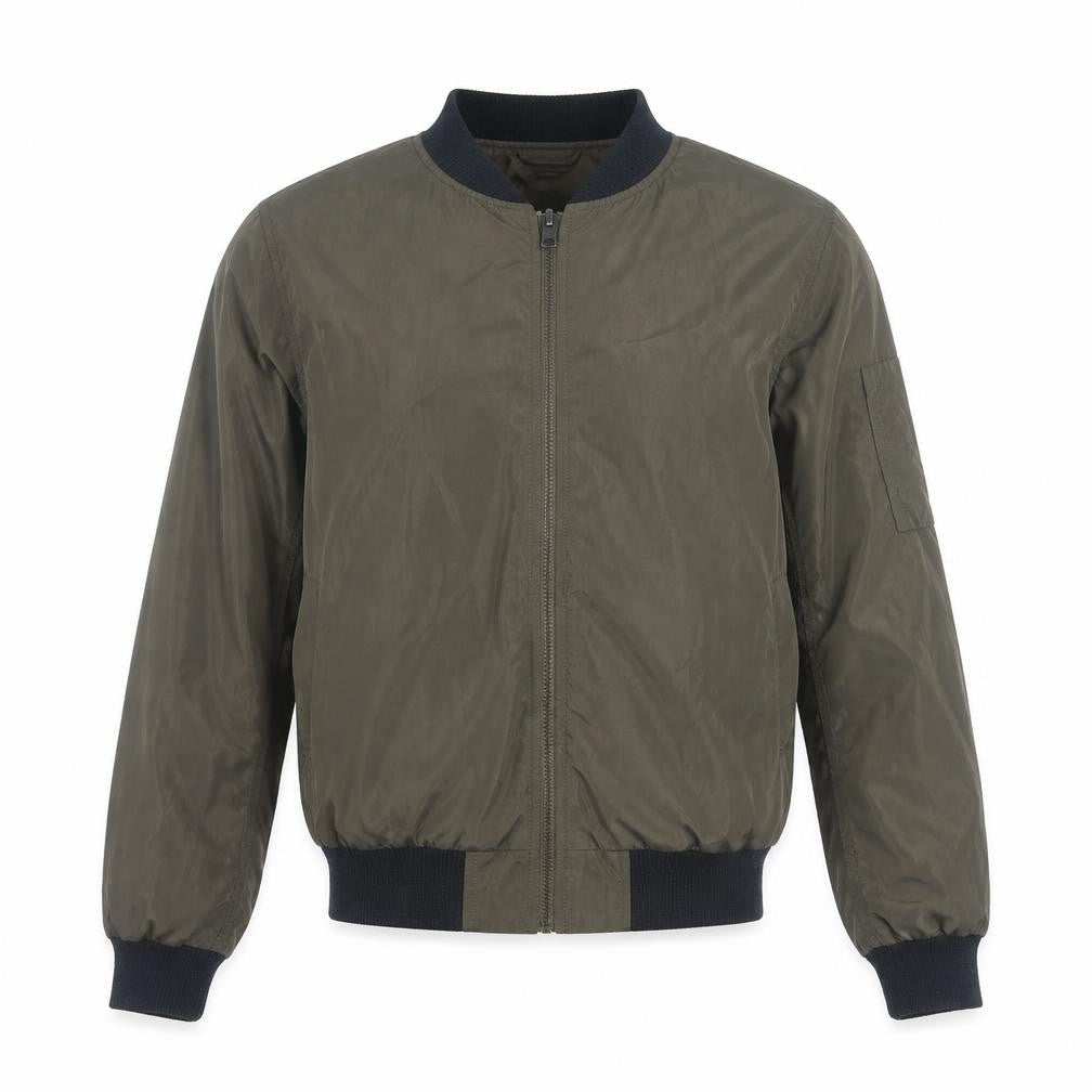 LOVE TREE Men's Green Bomber Jacket Size L Polyester Casual Zip