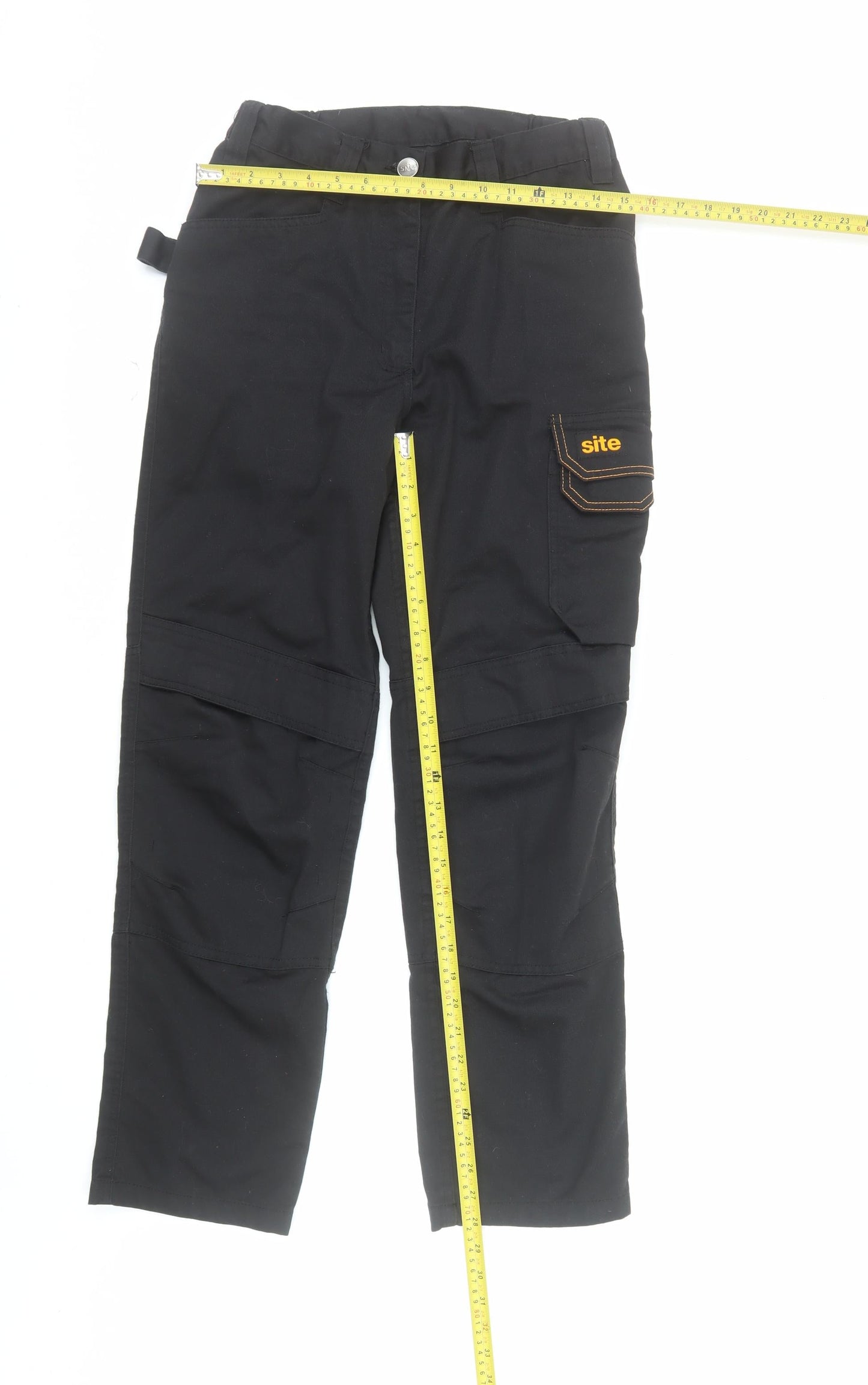 Site Women's Black Cargo Workwear Trousers UK 10 Regular L30 Polyester Cotton