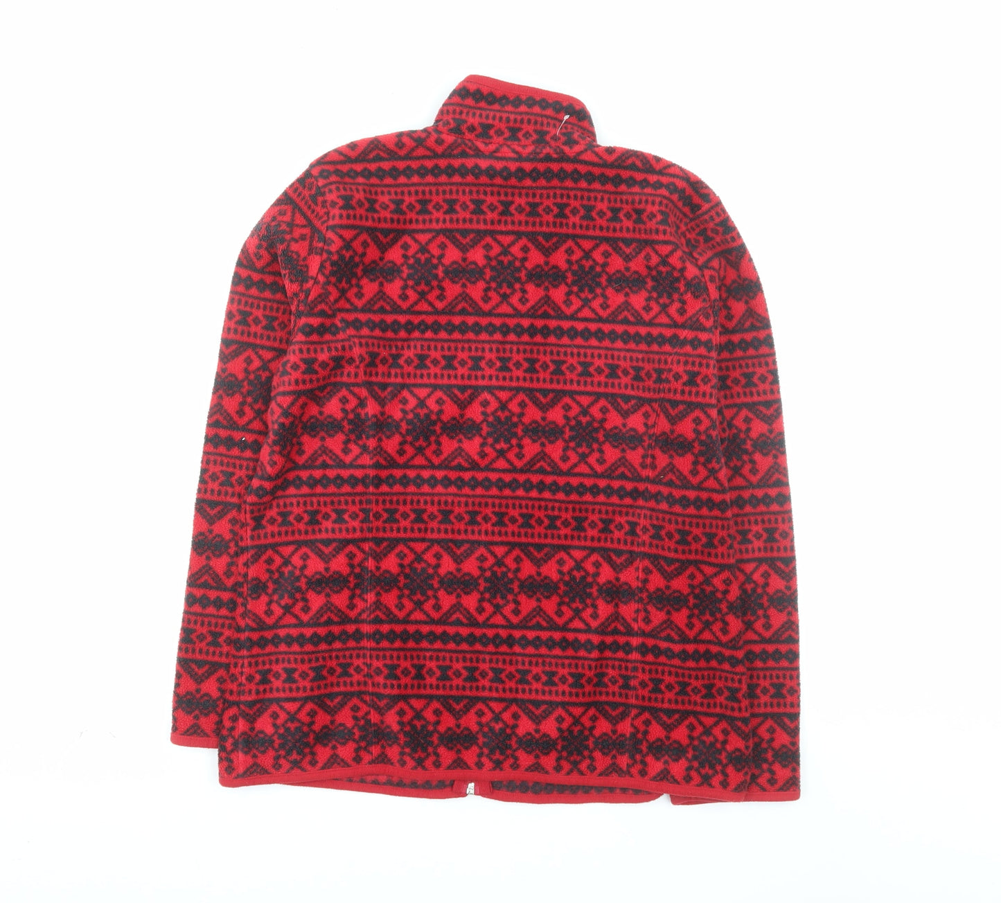 Karen Scott Sport Women's Red Fair Isle Full Zip Fleece Jacket Small