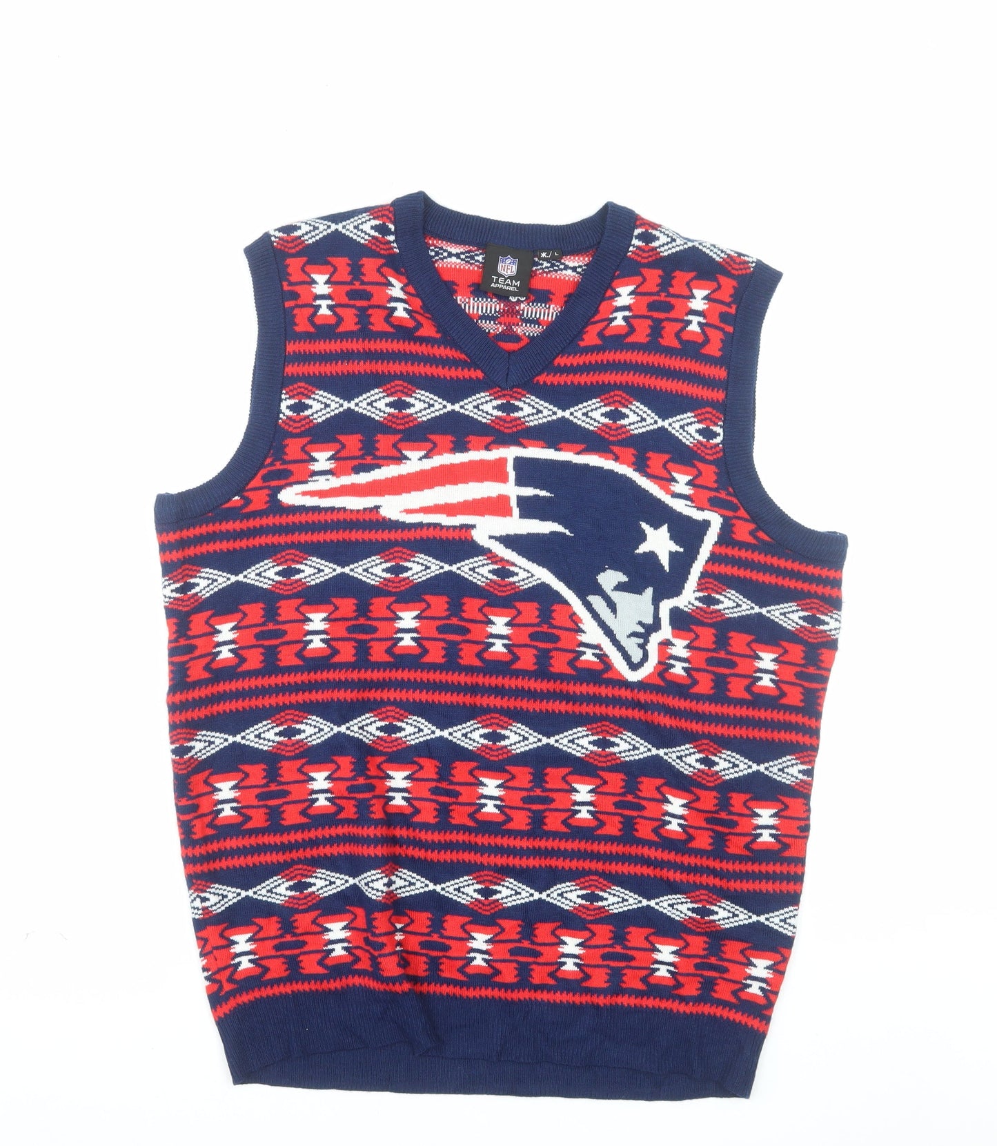 NFL Team Apparel Mens Red L Knit V-Neck Sleeveless Sports Vest