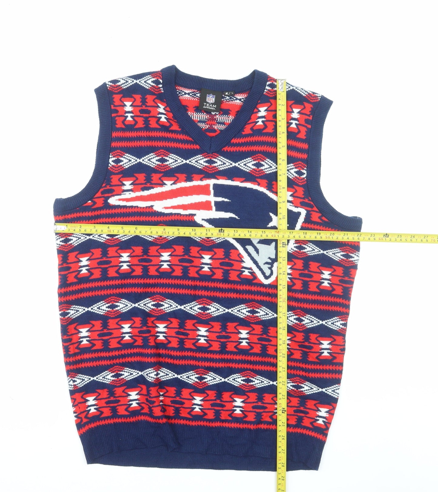 NFL Team Apparel Mens Red L Knit V-Neck Sleeveless Sports Vest