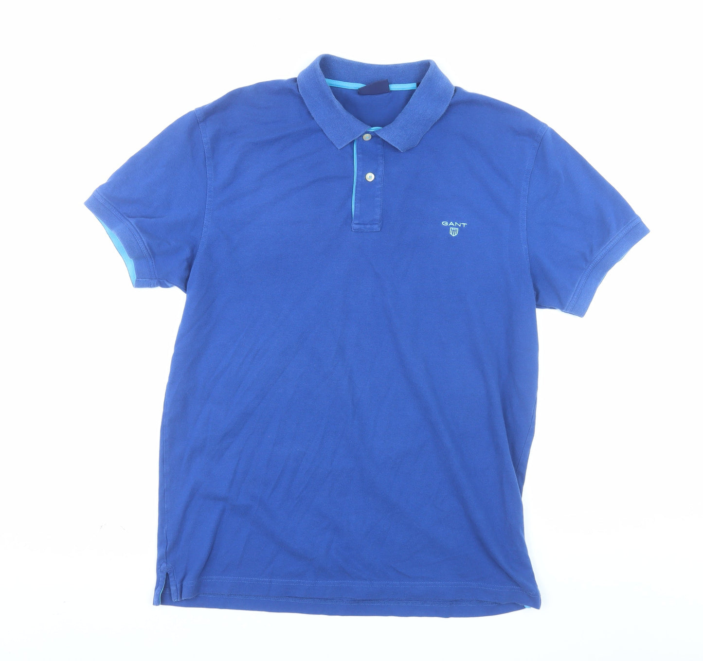 Gant Men's Blue XL Cotton Polo Shirt Short Sleeve Classic Fit