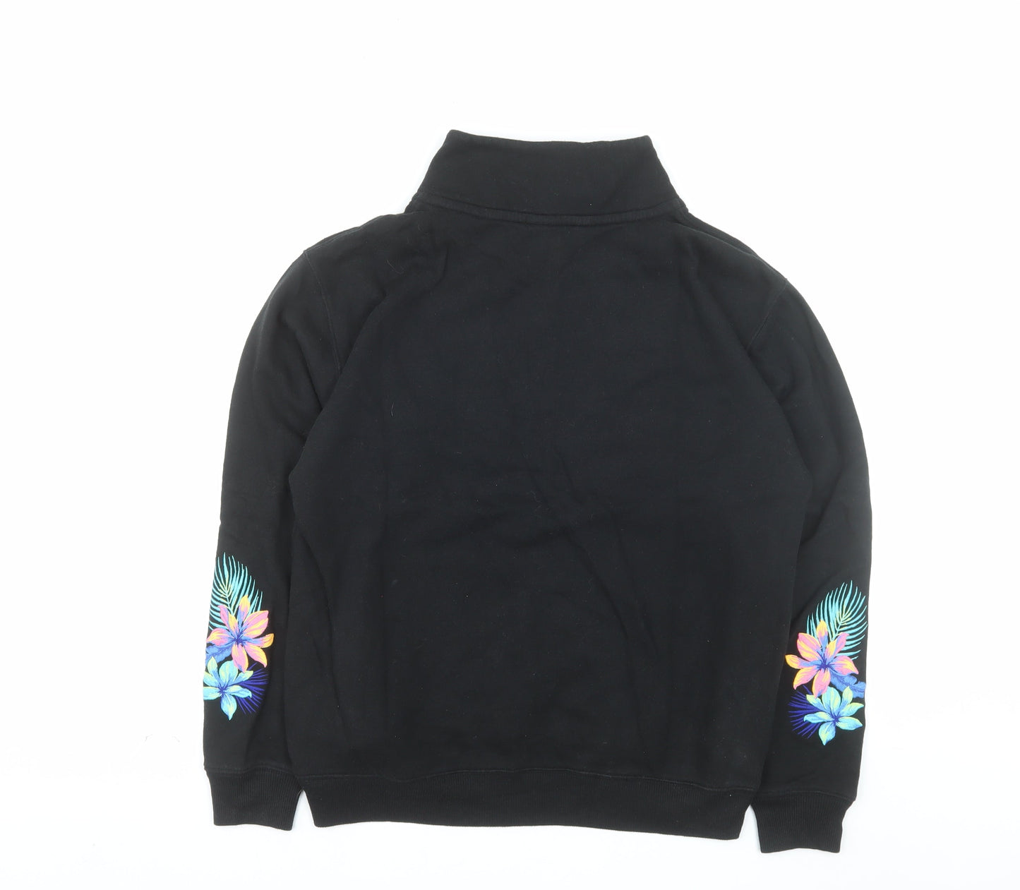 Victoria’s Secret PINK Black Half Zip Hoodie Women's Size S Floral Print