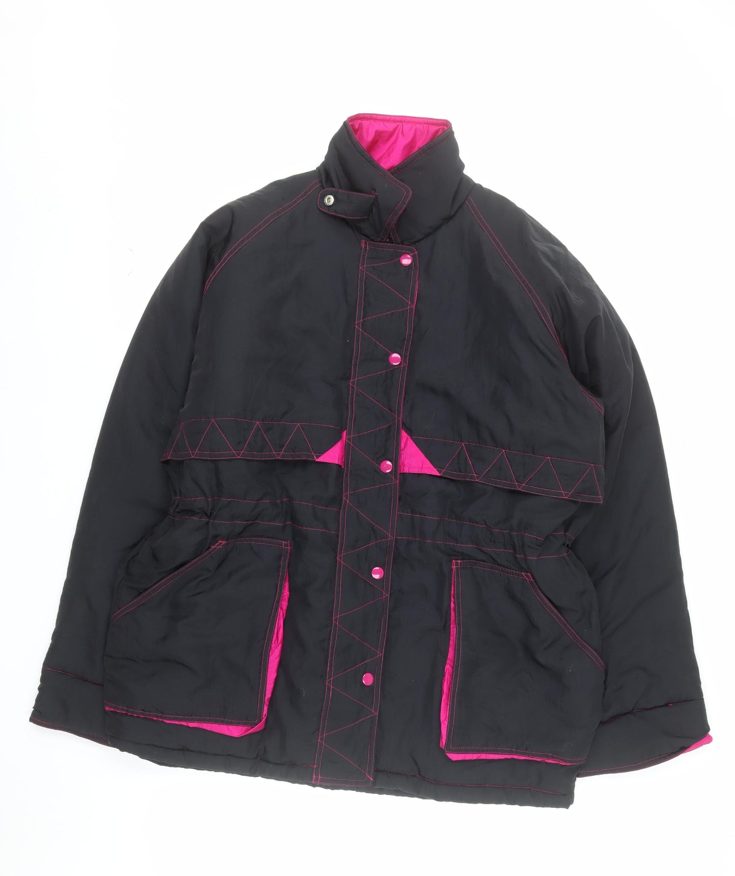 New Extra Women's Black Pink Puffer Jacket M Winter Nylon
