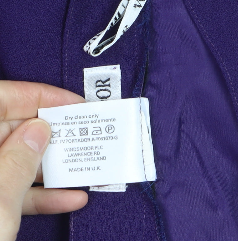 Windsmoor Women Purple Wool Blend Midi Pleated Skirt Size 16