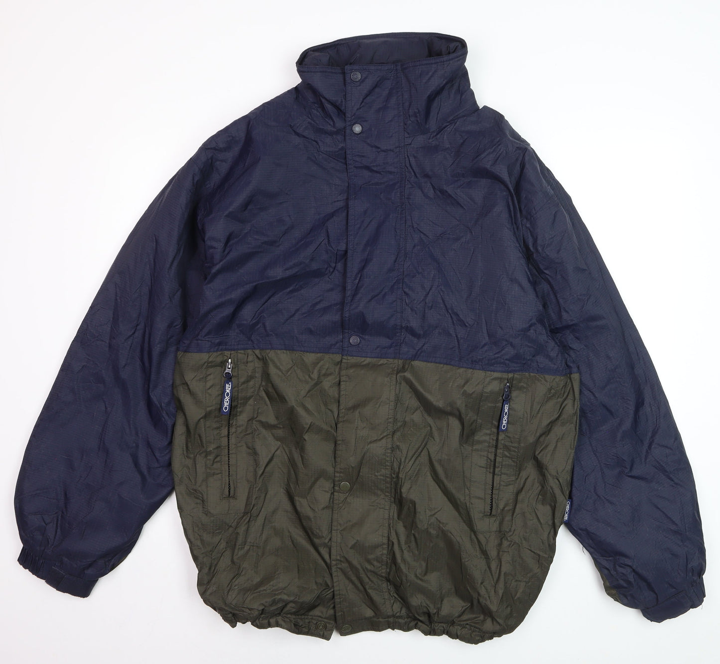 Cherokee Men's Blue Windbreaker Jacket M Nylon Zip Casual