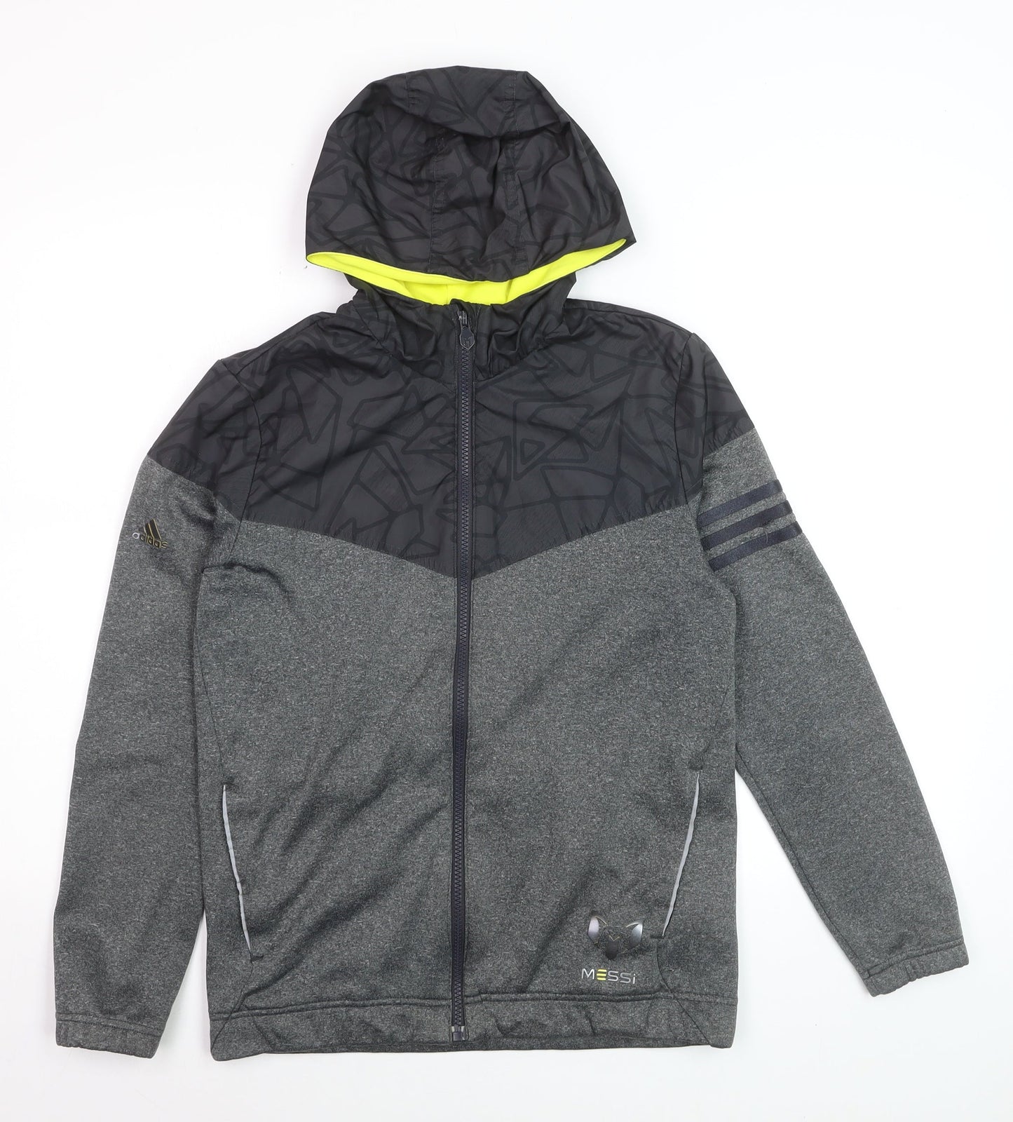 Adidas Boys Grey ClimaWarm Messi Full Zip Hooded Track Jacket - Size 13-14 Years