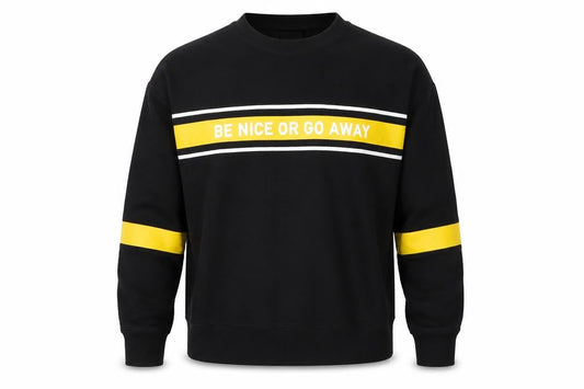 Pull&Bear Men's Black S Crew Neck Pullover Sweatshirt with Quote