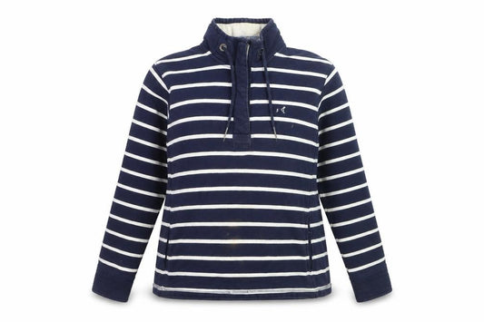 Crew Clothing Company Women's Navy Stripe Cotton Henley Sweatshirt Size 10