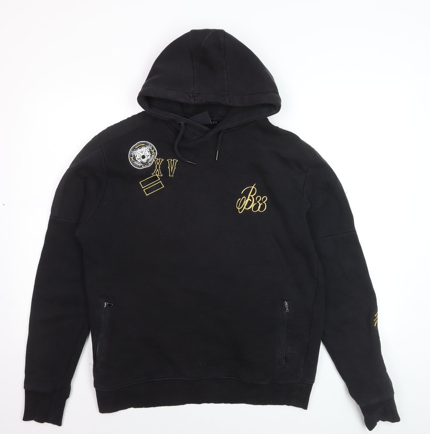Bee Inspired Men's Black Embroidered Pullover Hoodie Size M