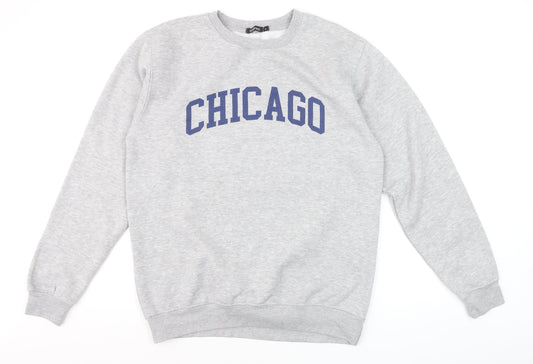 Boohoo Women's Grey 'Chicago' Pullover Sweatshirt Size S