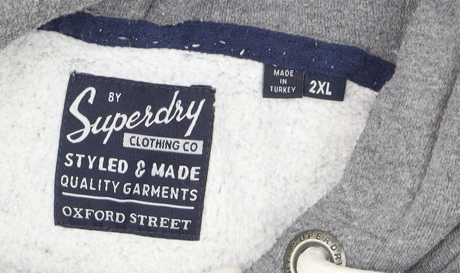 Superdry Men’s Grey 2XL Pullover Hoodie Graphic Fleece Sweatshirt