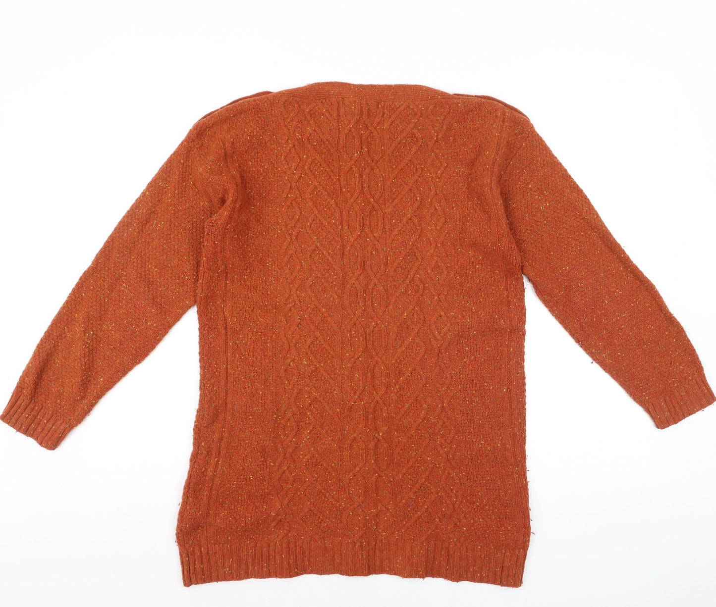 White Stuff Womens Orange Cable-Knit Wool Jumper Size 12