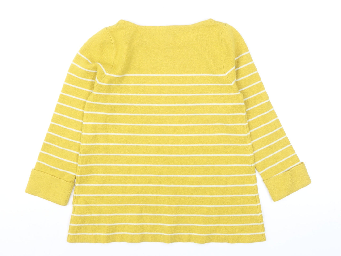 Tahari Women's Yellow Striped Boat Neck Pullover Jumper Size S