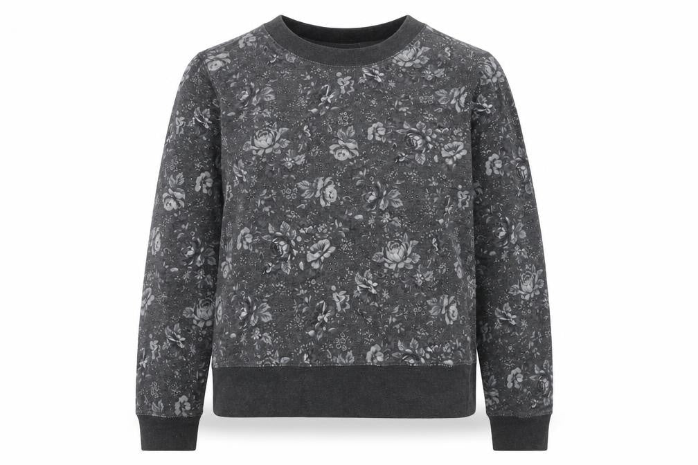 Gap Womens Grey Floral Pullover Sweatshirt XS Cotton Casual
