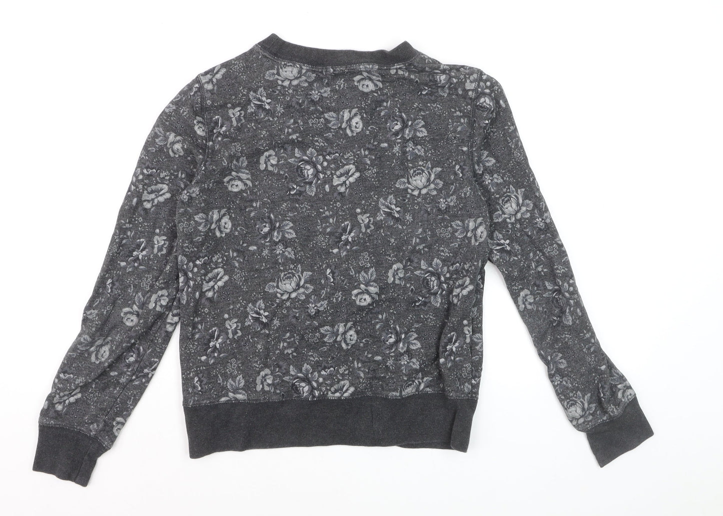 GAP Womens Grey Floral Pullover Sweatshirt XS Cotton Casual