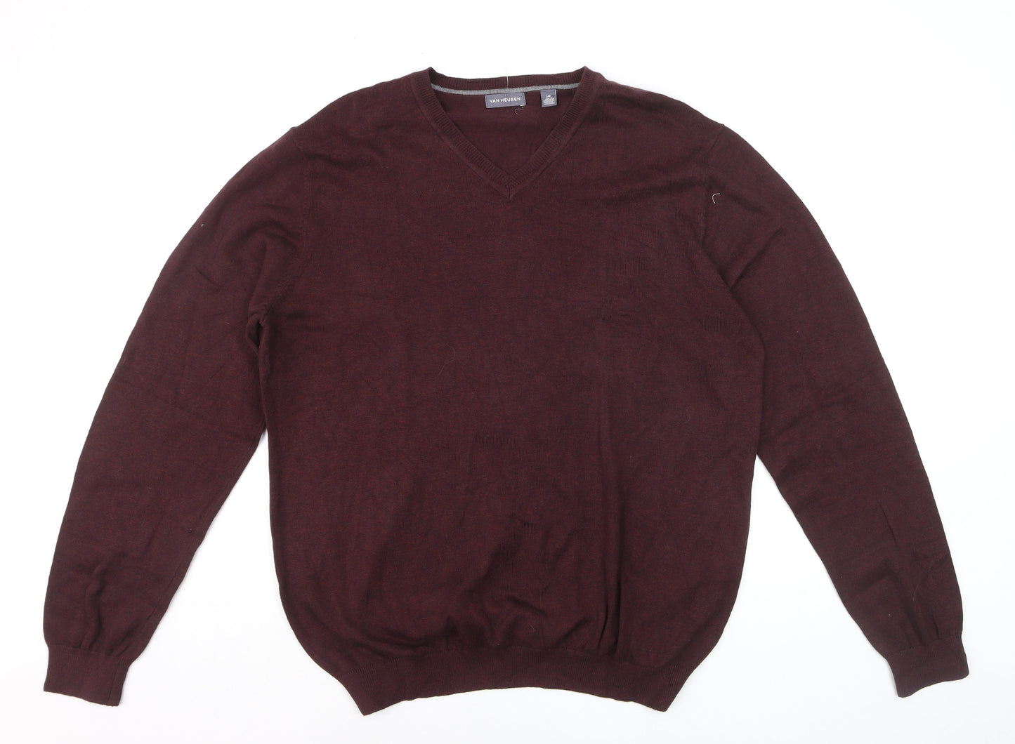Van Heusen Men's Brown V-Neck Cotton Blend Jumper Size L
