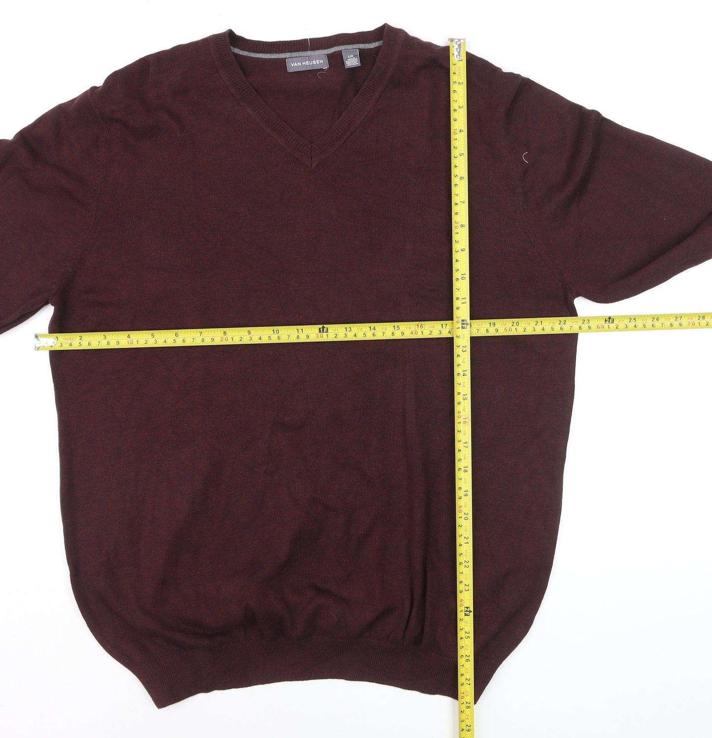 Van Heusen Men's Brown V-Neck Cotton Blend Jumper Size L
