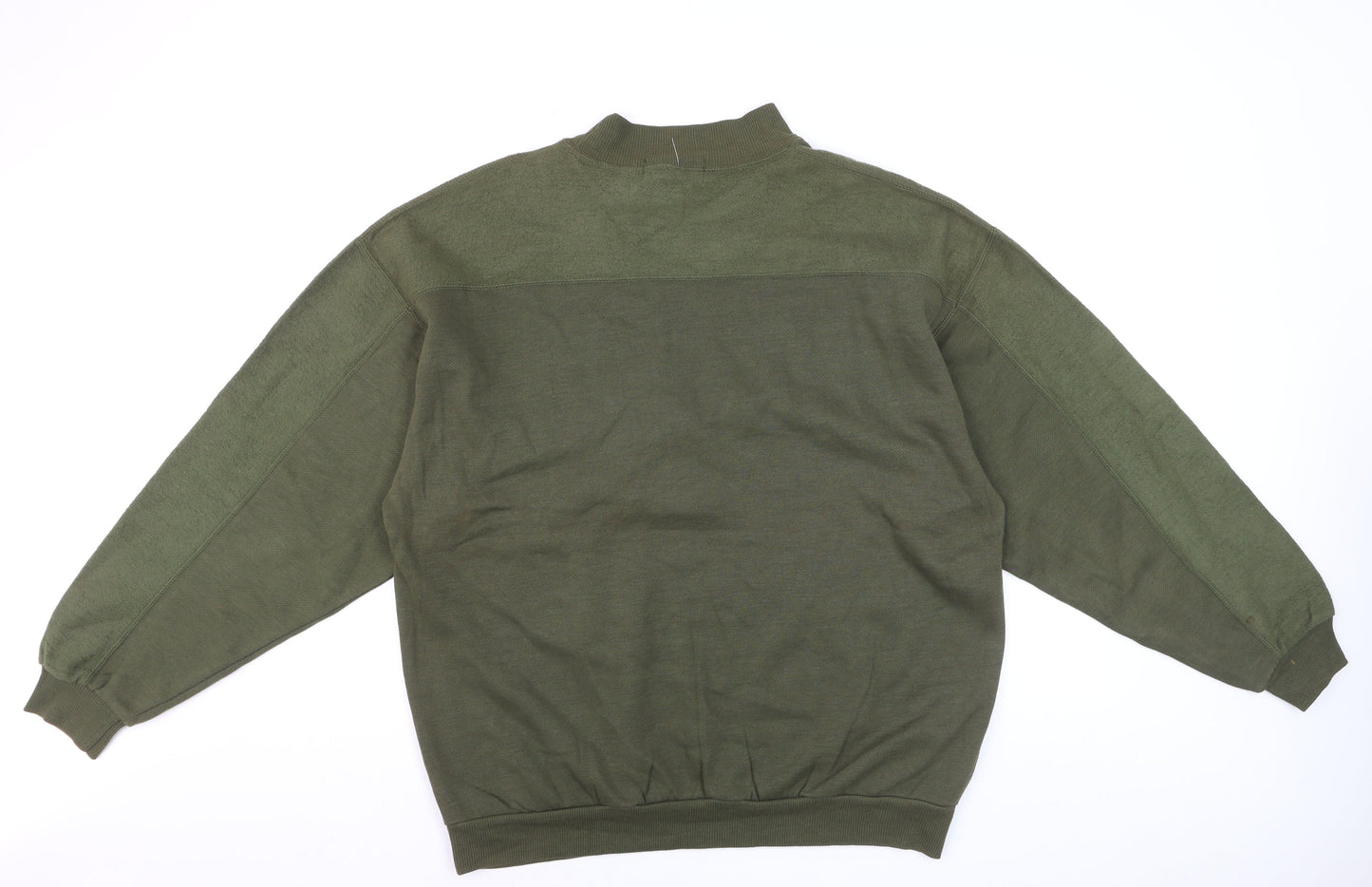 I.O.U Men's Green XL Vintage 90s Graphic High Neck Pullover Jumper