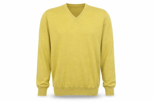 Black Brown 1826 Men's Yellow Merino Wool V-Neck Jumper Size M
