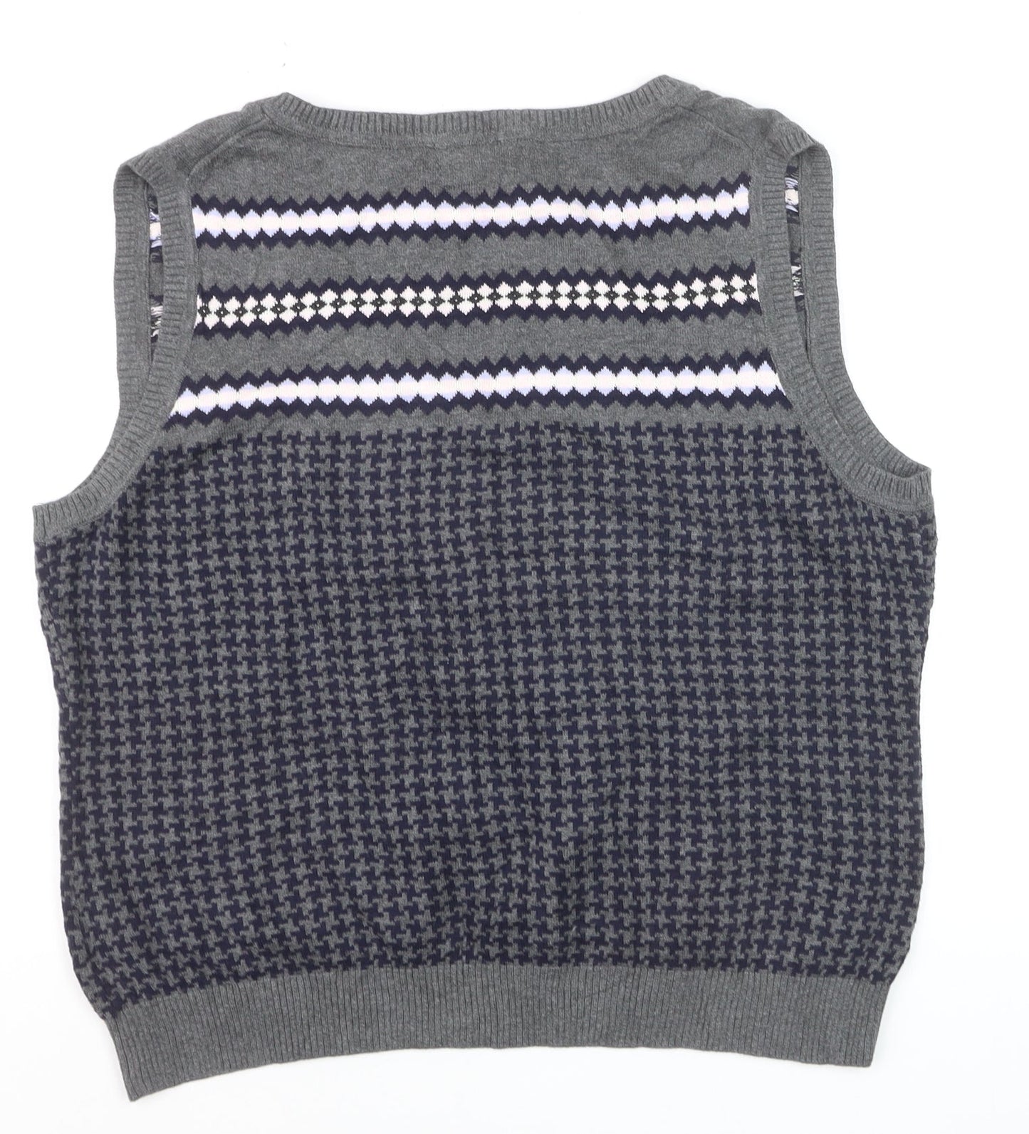 Tommy Hilfiger Men's Grey Fair Isle Sleeveless Knit Vest Jumper XL