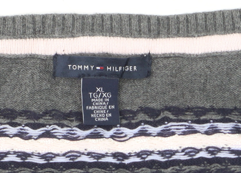 Tommy Hilfiger Men's Grey Fair Isle Sleeveless Knit Vest Jumper XL