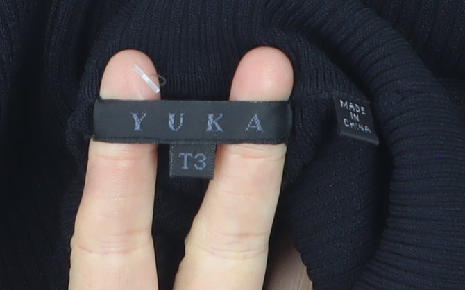 Yuka Women's Black Studded Roll Neck Slim Fit Jumper Size 14