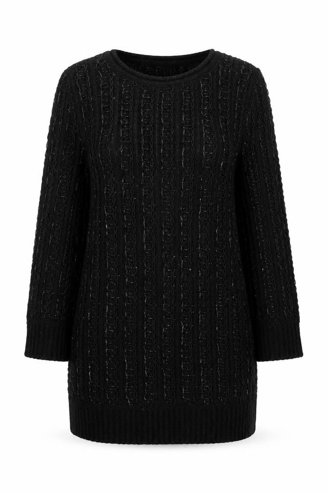 ZARA Women Black Sequin Knit Pullover Jumper Size L