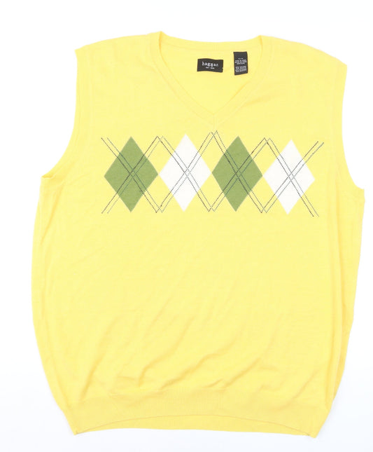 Haggar Men's Yellow Argyle Sleeveless V-Neck Knit Vest XL
