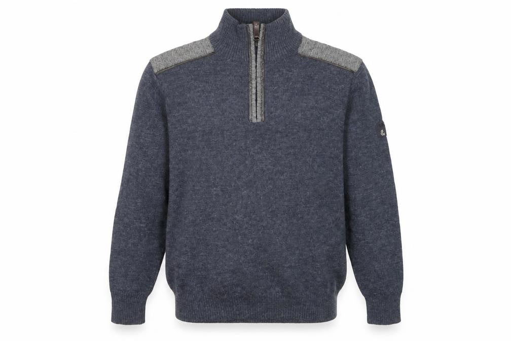 Ocean Sport Men's Blue Wool Blend Half Zip Jumper M