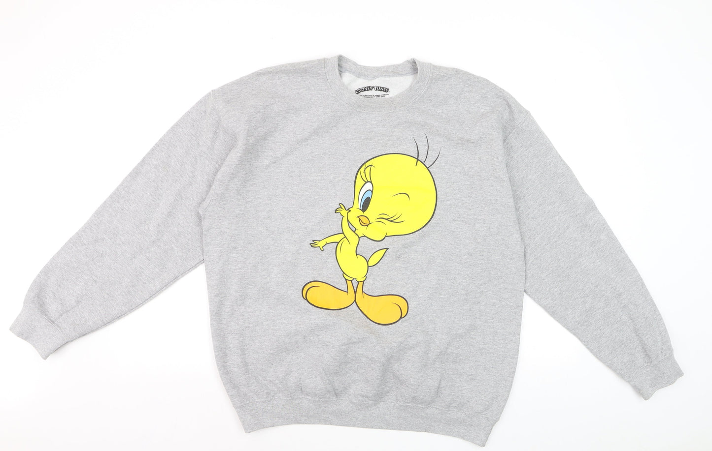 Looney Tunes Men's Grey Tweety Graphic Sweatshirt Pullover L