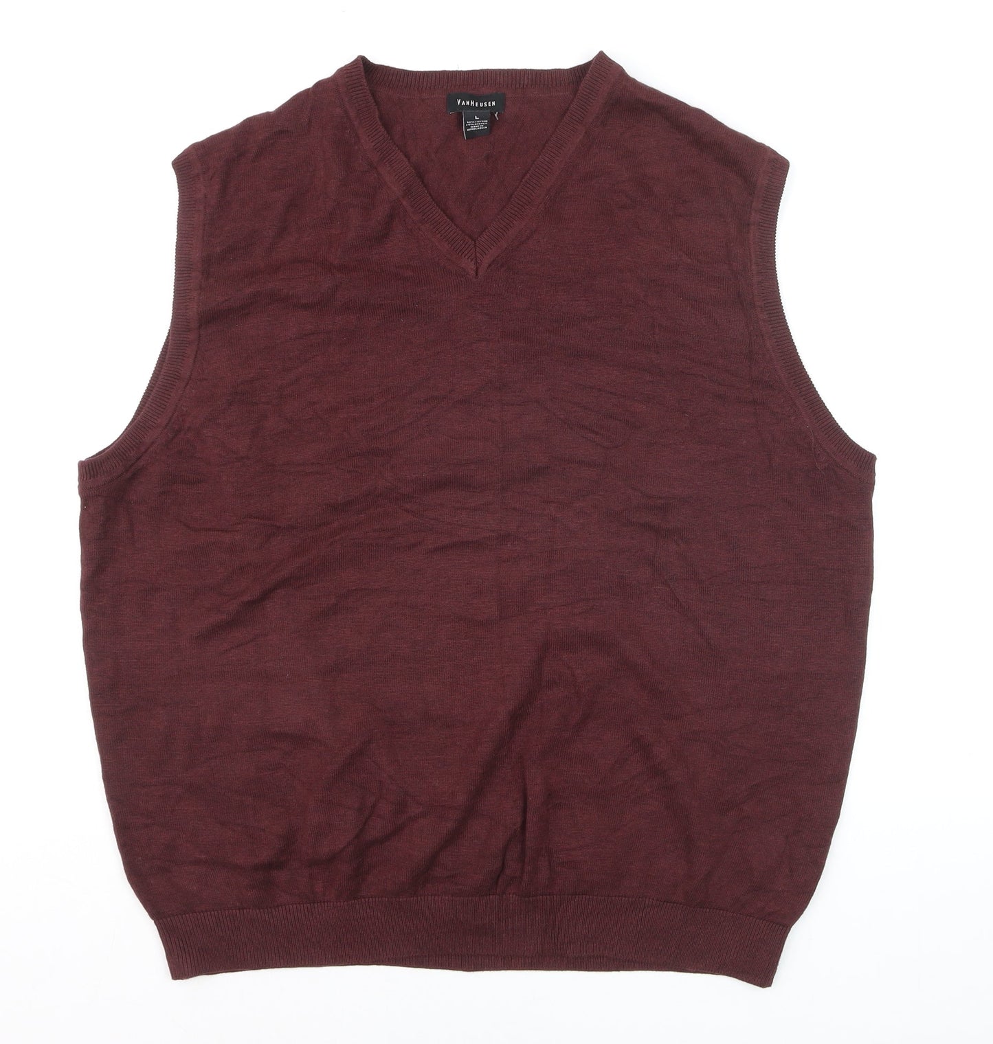 Van Heusen Men’s Red V-Neck Cotton Blend Sleeveless Vest L
