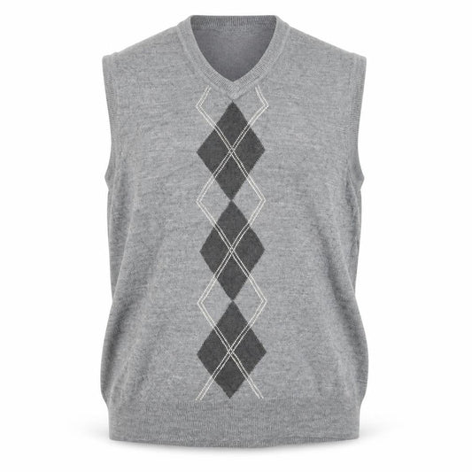 Dockers Men's Grey Argyle V-Neck Sweater Vest 2XL Regular Fit