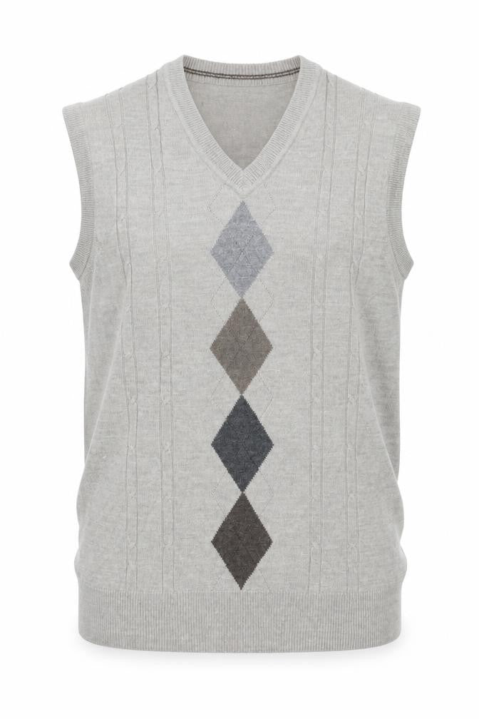 Dockers Men's Grey Argyle V-Neck Knit Sleeveless Vest L
