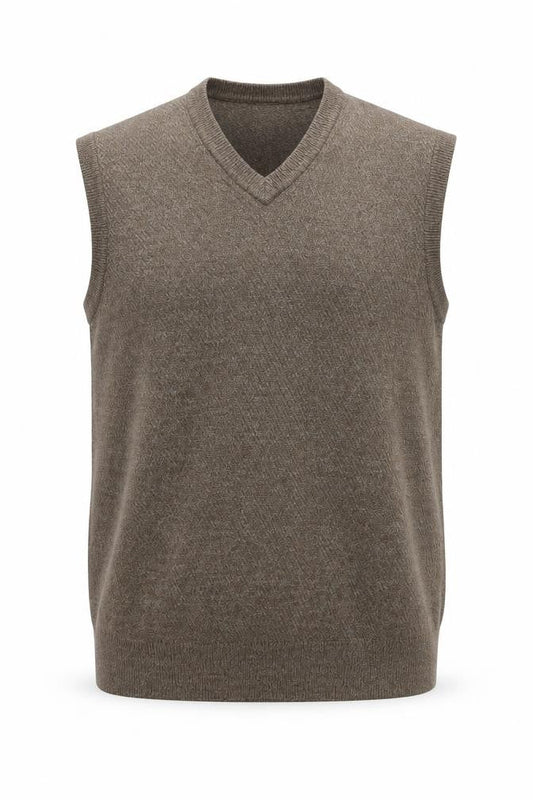 Dockers Men Brown 2XL Knit Sleeveless V-Neck Vest Jumper