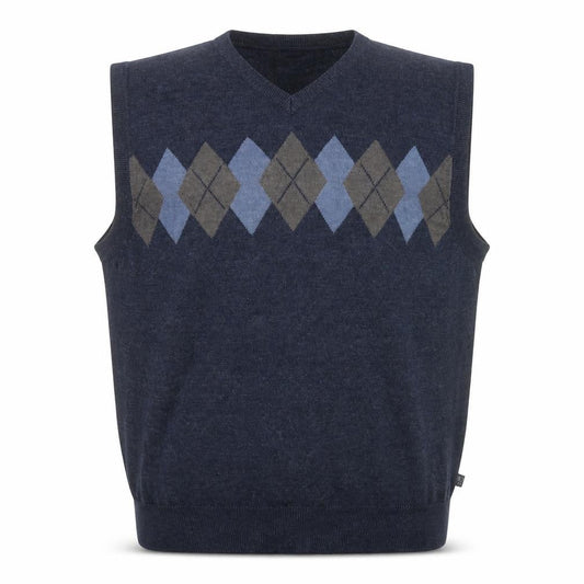 IZOD Men's Blue Argyle Sleeveless V-Neck Cotton Blend Knit Jumper Vest XL