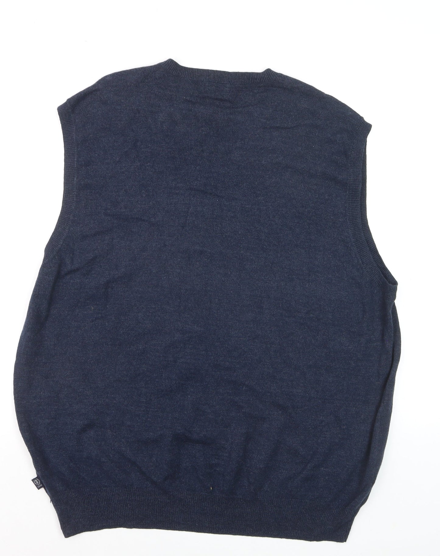 IZOD Men's Blue Argyle Sleeveless V-Neck Cotton Blend Knit Jumper Vest XL