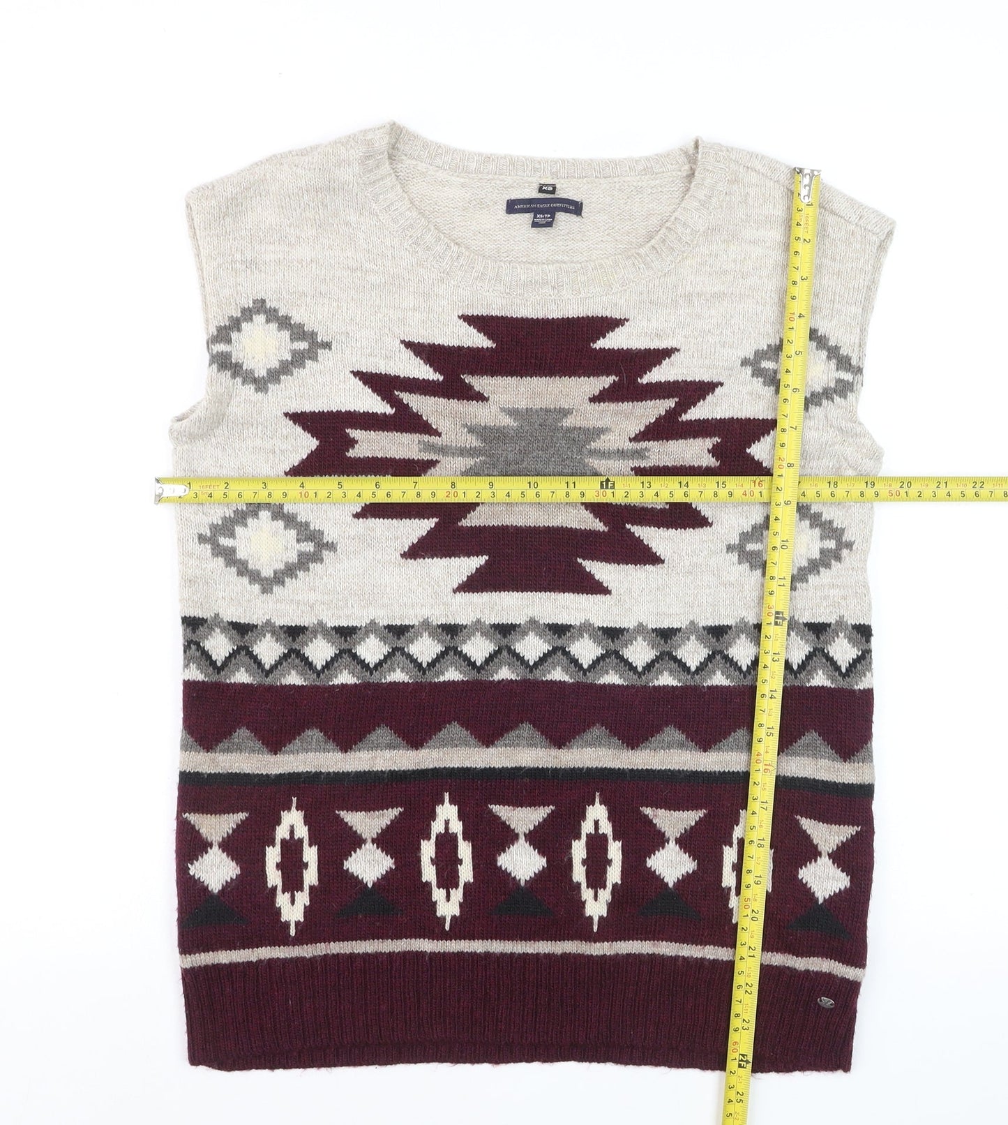 American Eagle Outfitters Men's Beige Aztec Wool Knit Vest XS
